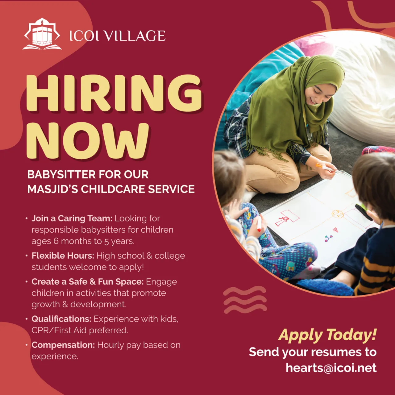 Hiring Now: Little Hearts of Noor Club