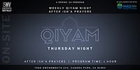 Weekly Qiyam Night After Isha Prayers
