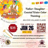 Father-Daughter Coastal Watercolor Painting